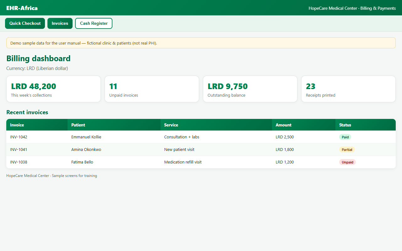 Billing dashboard