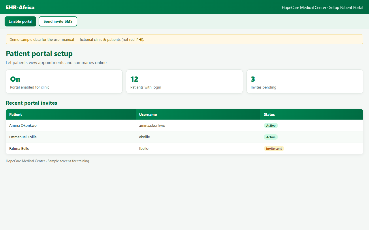 Patient portal setup